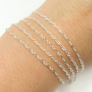 X37SS. Sterling Silver Oval Diamond Cut Link Chain